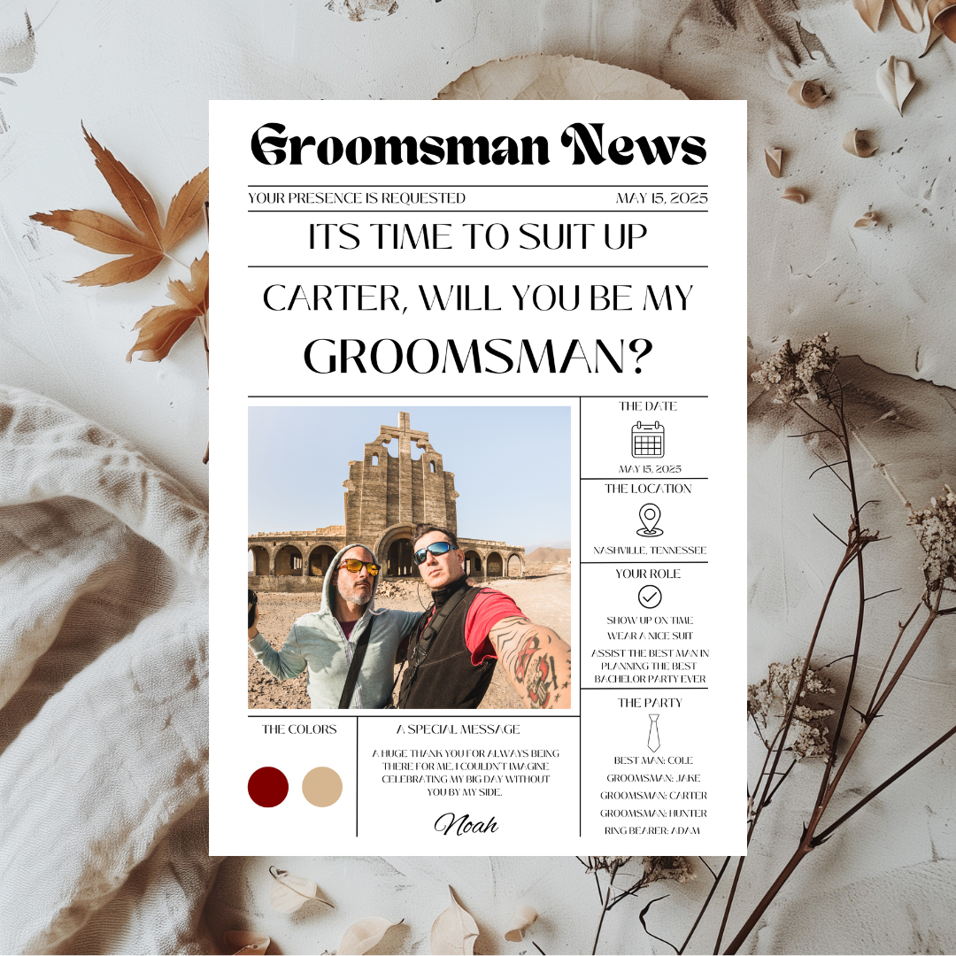 Groomsmen News Proposal Card