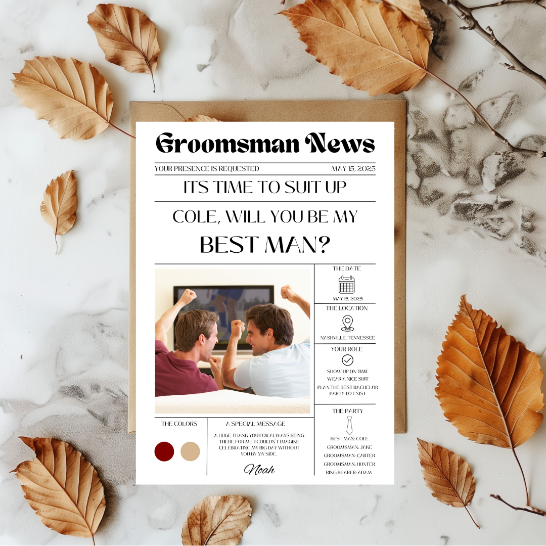 Groomsmen News Proposal Card