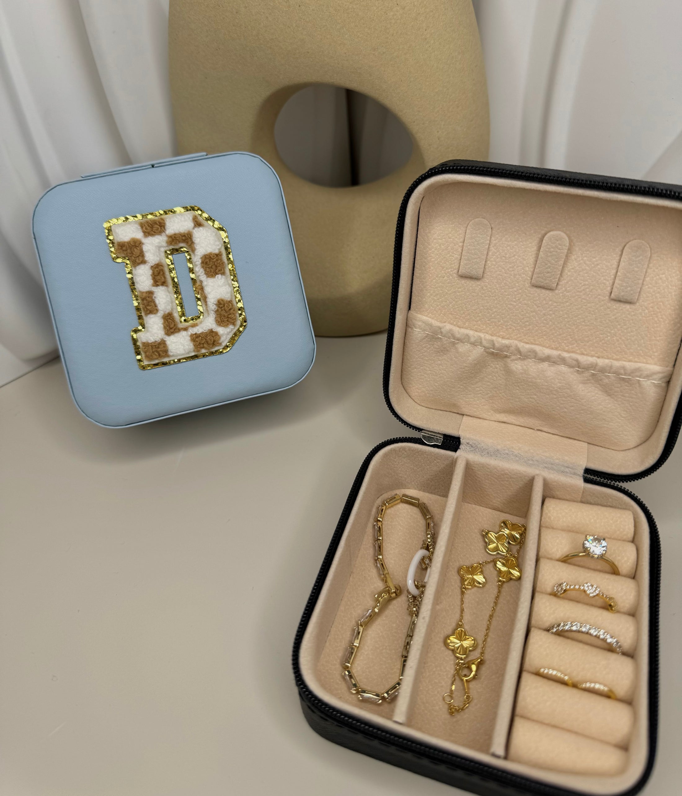 Pattern Initial Jewelry Box